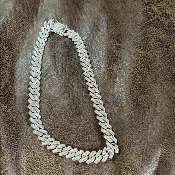 Men’s 18” Iced Out Silver Cuban Link Chain Necklace‎ – Hip Hop Bling Jewelry” - Picture 1 of 8